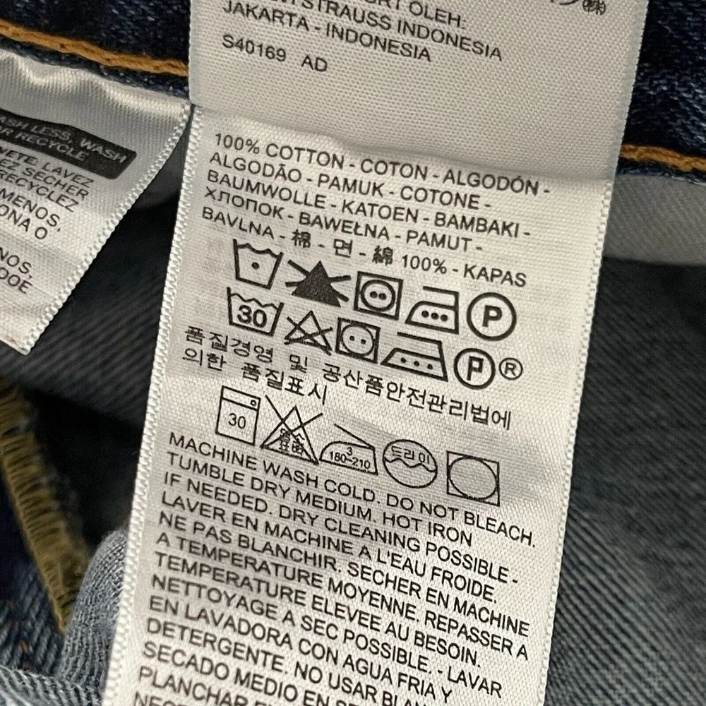 Levi's Men Jeans 40x29 Blue 505 Regular Fit Straight‎ Leg Classic Workwear